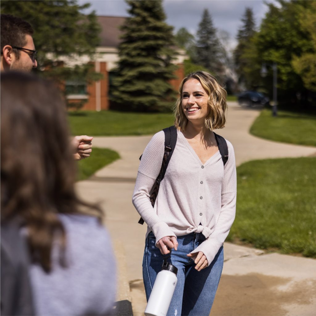 Students walking across campus