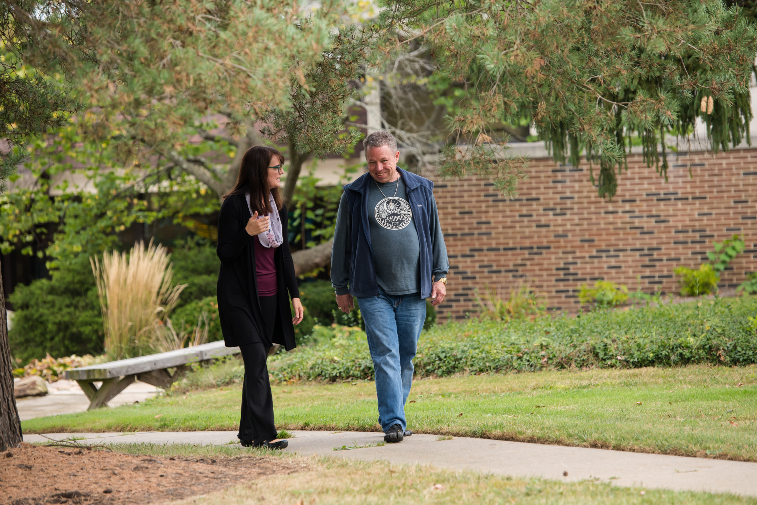 Seminary students walking on campus