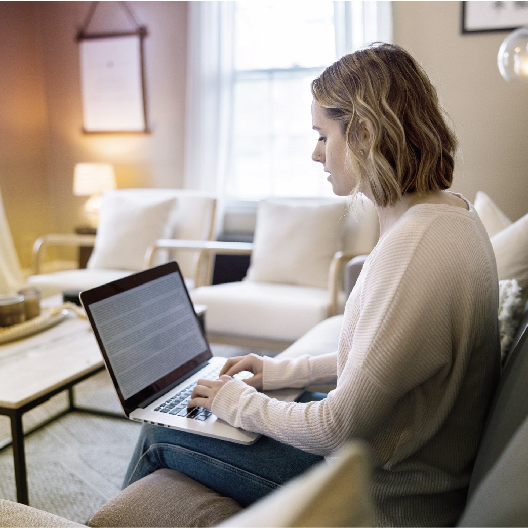 student working on computer