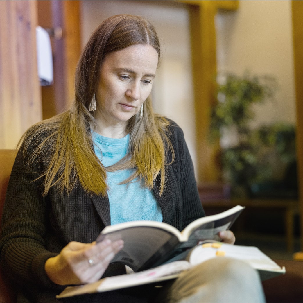 student reading a book