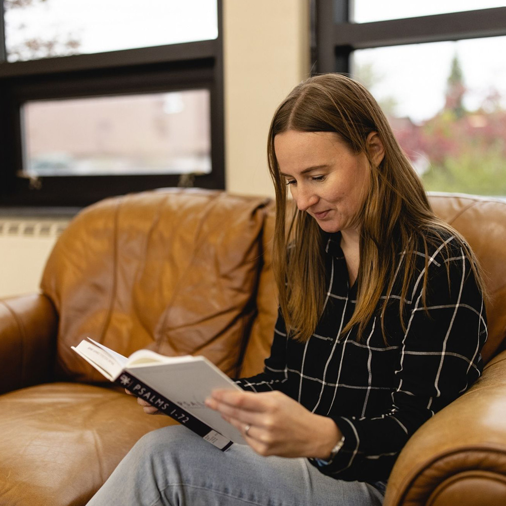 student reading a book